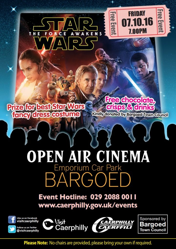 Star Wars The Force Awakens @ Open Air Cinema Bargoed Emporium Car Park Poster